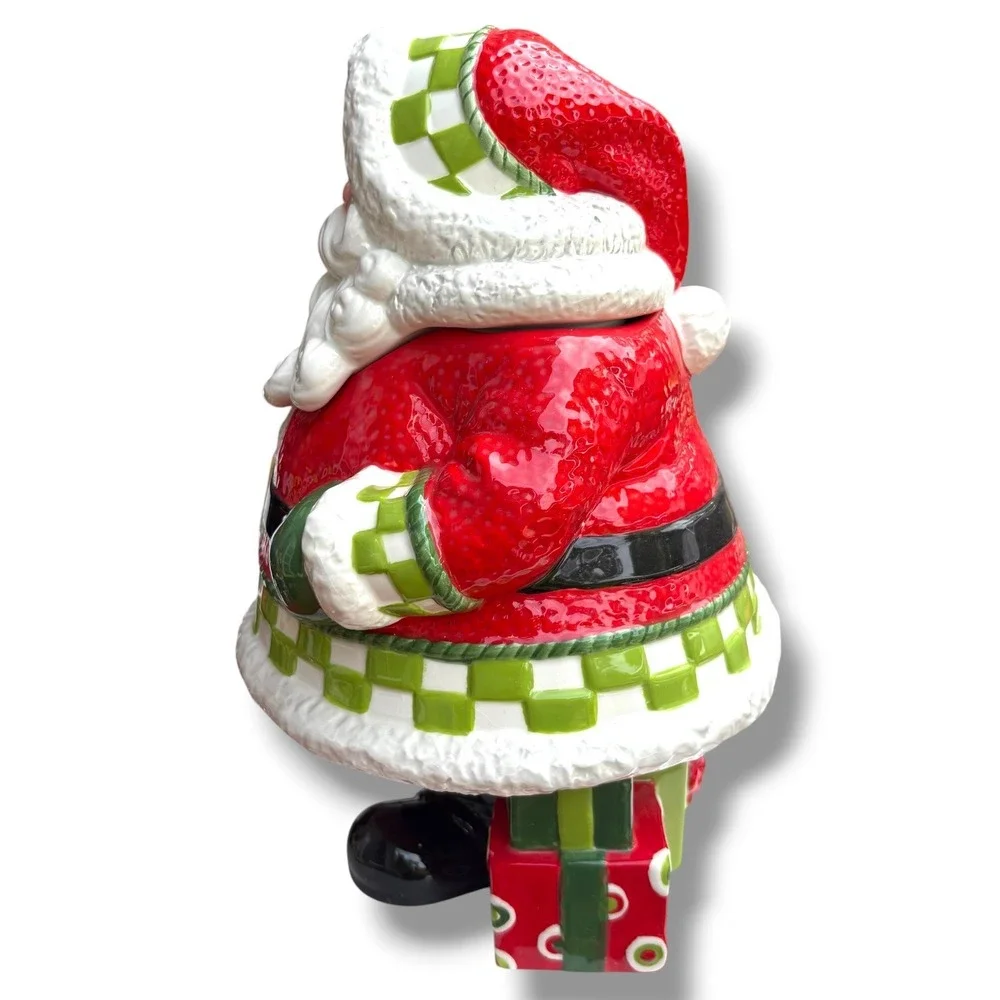 Fitz‎ and Floyd Holiday Cheer Santa Cookie Jar Christmas Ceramic Canister 2008